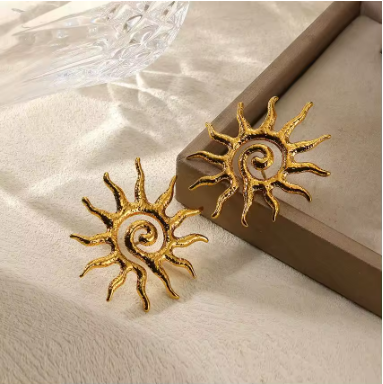 Auvella Radiant Sun Stud Earrings