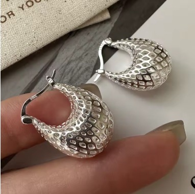 Auvella Silver Lattice Teardrop Earrings