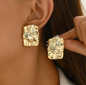 Auvella Sculpted Gold Statement Earrings