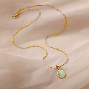 Auvella Sage Oval Pendant Necklace
