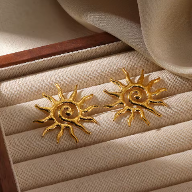 Auvella Radiant Sun Stud Earrings
