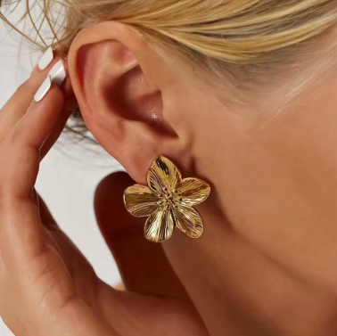 Auvella Gilded Blossom Stud Earrings