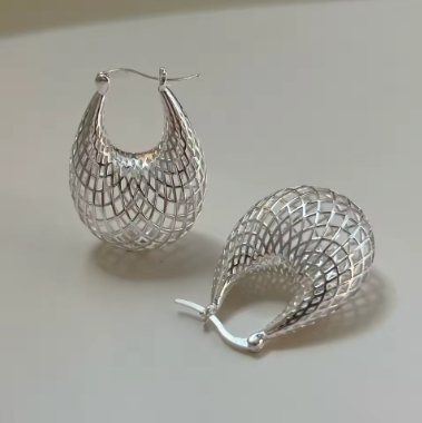 Auvella Silver Lattice Teardrop Earrings