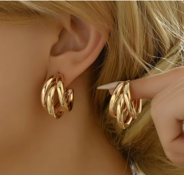 Auvella Twisted Gold Hoop Earrings
