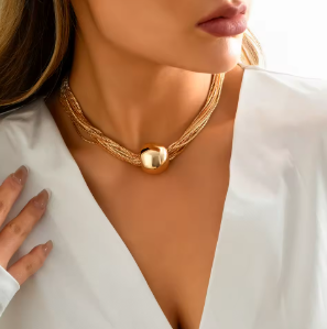 Auvella Golden Orbit Statement Necklace