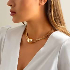 Auvella Golden Orbit Statement Necklace