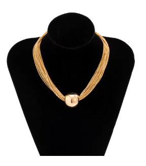 Auvella Golden Orbit Statement Necklace