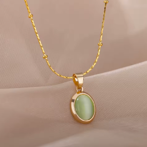 Auvella Sage Oval Pendant Necklace
