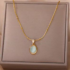 Auvella Sage Oval Pendant Necklace