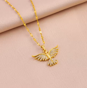 Auvella Golden Phoenix Pendant Necklace