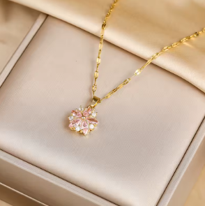 Auvella Blush Sakura Pendant Necklace